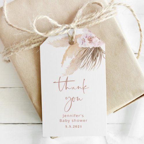 Bohemian pampas grass baby shower gift tags