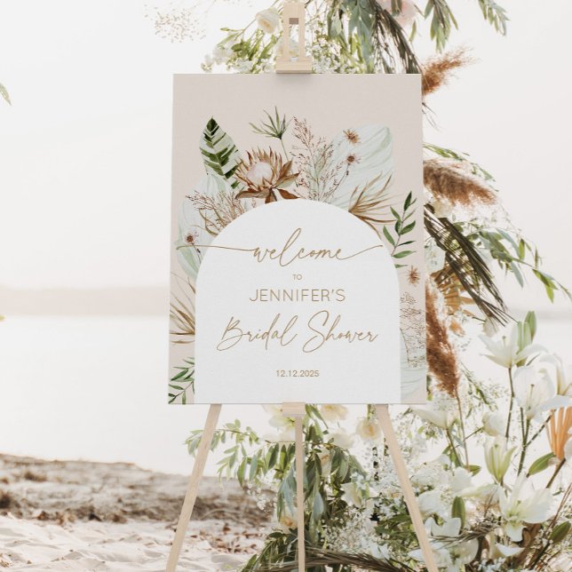 Bohemian pampas grass bridal shower welcome foam board (Creator Uploaded)