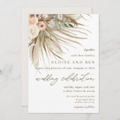 Bohemian Pampas Grass Earthy Tones Floral Wedding  Invitation (Front/Back)