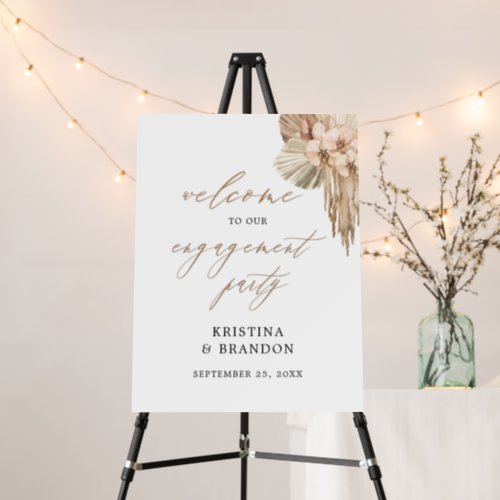 Bohemian Pampas Grass Engagement Party Welcome Foam Board
