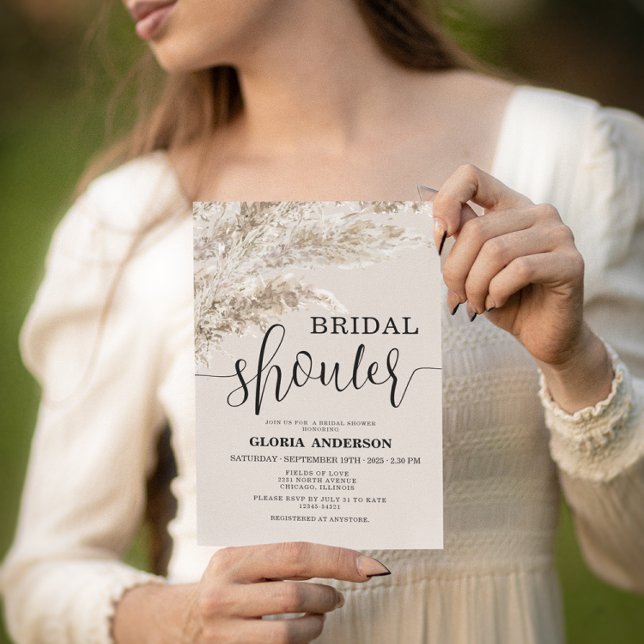 Bohemian Pampas Grass Fall Bridal Shower Invitation (Creator Uploaded)