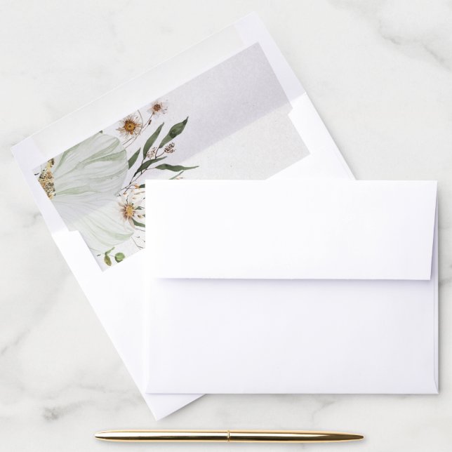 Bohemian Pampas Grass Floral Wedding Envelope Liner (Desk)