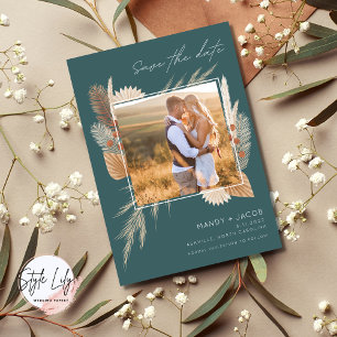 Bohemian Pampas Grass Photo Wedding Save The Date