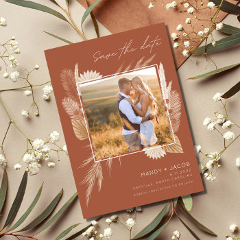 Bohemian Pampas Grass Photo Wedding  Save The Date by stylelily at Zazzle