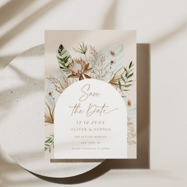 Bohemian pampas grass Save the date Invitation (Creator Uploaded)