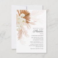 Bohemian Pampas Grass Terracotta Tan Baby Shower Invitation