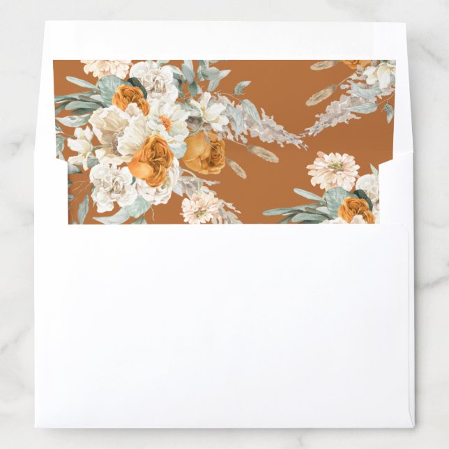 Bohemian Pampas Grass Terracotta Wedding  Envelope Envelope Liner (In Envelope)