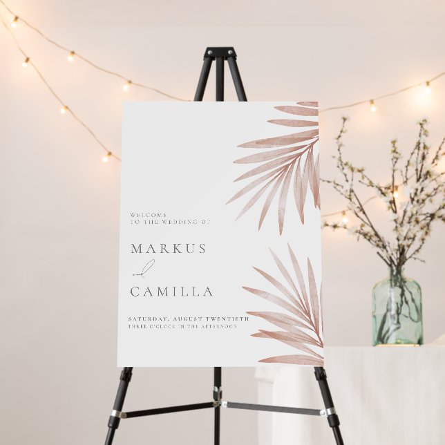 Bohemian Pampas Grass Wedding Sign (In Situ (Stand))