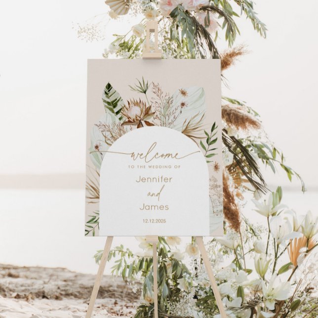 Bohemian pampas grass wedding welcome foam board (Creator Uploaded)