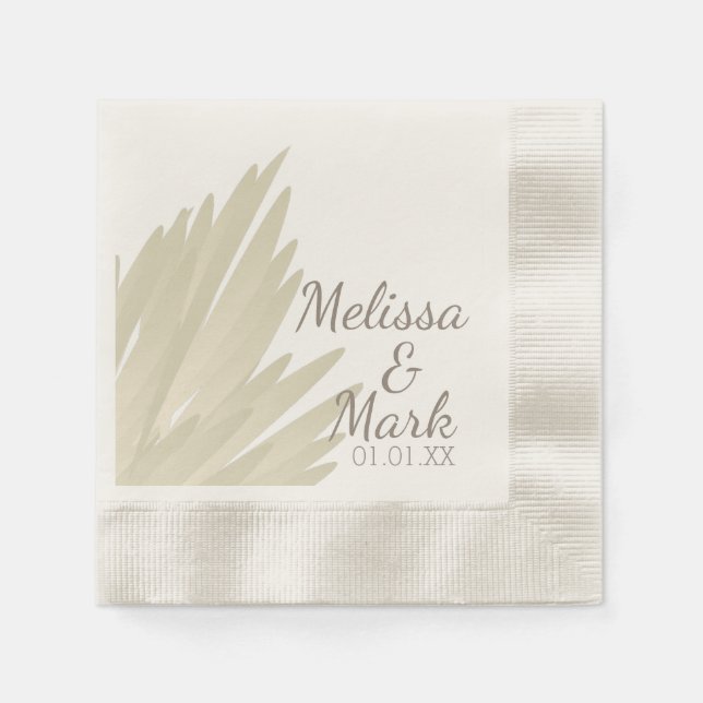 Bohemian Pampas Simple Beige Brown Wedding Party Napkins (Front)