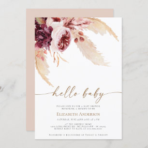 Bohemian Pampas Tropical Desert Grass Baby Shower Invitation