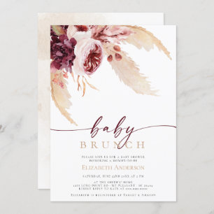 Bohemian Pampas Tropical Grass Baby Shower Brunch Invitation
