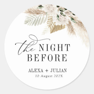 bohemian pampass and greenery night before classic round sticker