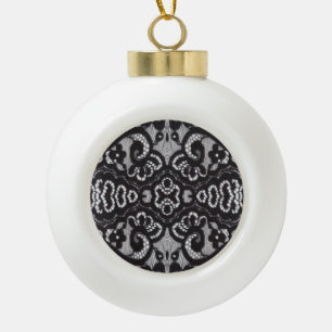 bohemian parisian floral victorian black lace ceramic ball christmas ornament