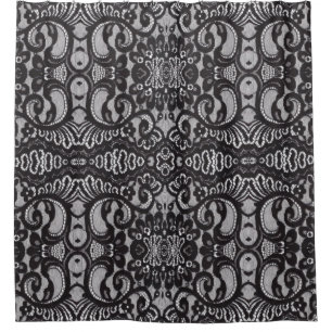 bohemian parisian floral victorian black lace shower curtain