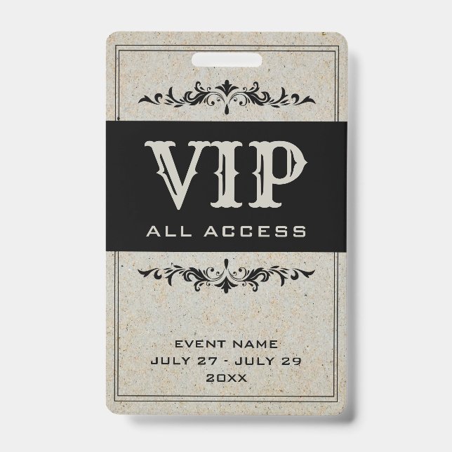 Bohemian Party VIP All Access Pass Event ID Badge (Front)