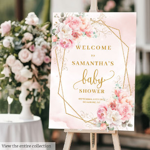 Bohemian Pastel Pink Gold Peonies Girl Baby Shower Foam Board
