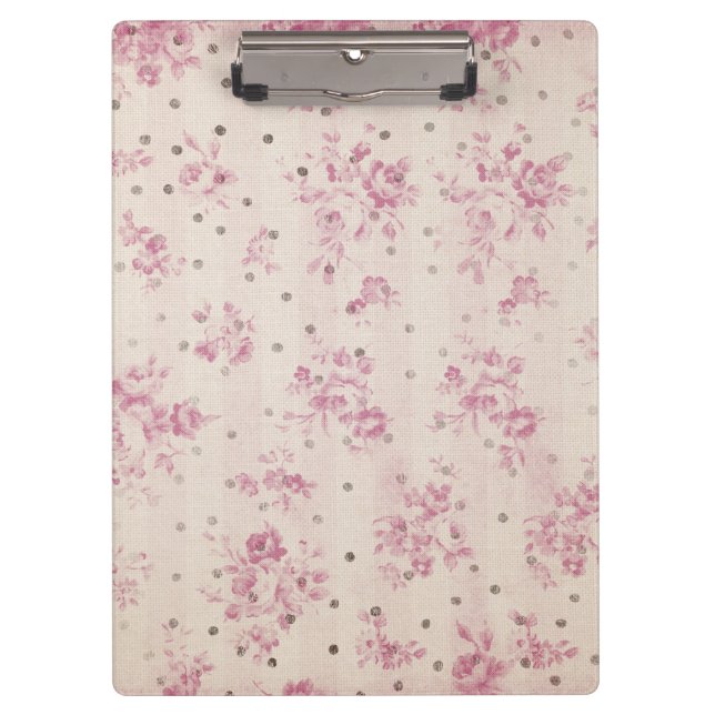Bohemian pastel pink stripes floral polka dots clipboard (Front)