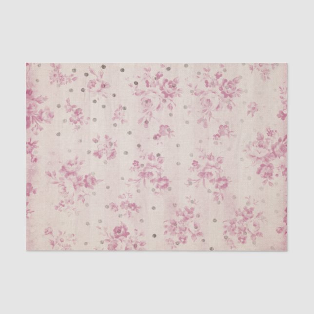 Bohemian pastel pink stripes floral polka dots tissue paper (Front)