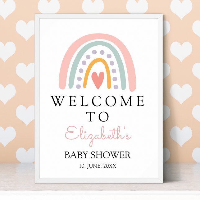 Bohemian Pastel Rainbow Baby Shower for a Girl Poster (Creator Uploaded)