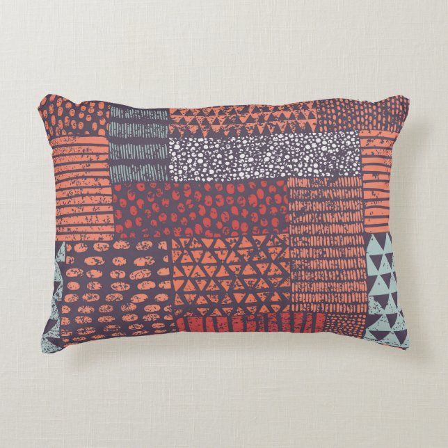 Bohemian patchwork: hand-drawn seamless design. accent pillow (Front)