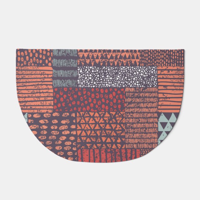 Bohemian patchwork: hand-drawn seamless design. doormat (Front)