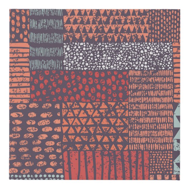 Bohemian patchwork: hand-drawn seamless design. faux canvas print (Front)