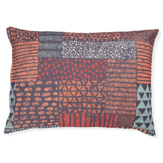 Bohemian patchwork: hand-drawn seamless design. pet bed