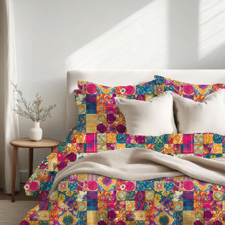 Bohemian Patchwork Tile Design Duvet Cover