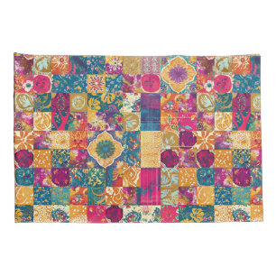Bohemian Patchwork Tile Design Pillow Case
