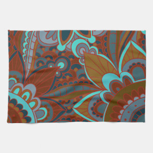 Bohemian Pattern, Turquoise and Brown Towel