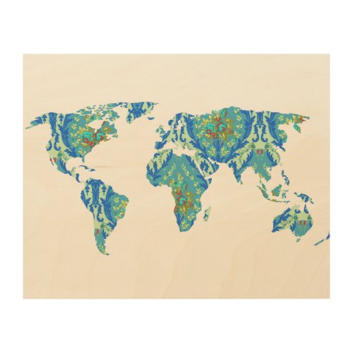 Bohemian Patterned World Map  Statement  Wood Wood Wall Decor