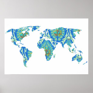 Bohemian Patterned World Map   Traveler   Poster
