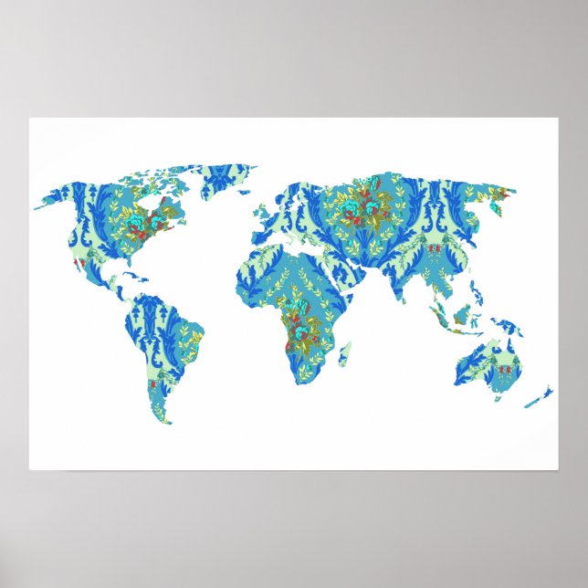 Bohemian Patterned World Map | Traveler | Poster (Front)