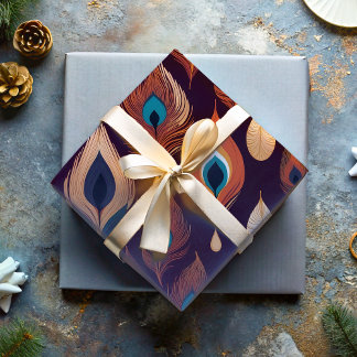 Bohemian Peacock Feather Gifts for Nature Lovers Wrapping Paper