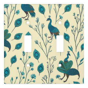 Bohemian Peacock Floral Design Light Switch Cover