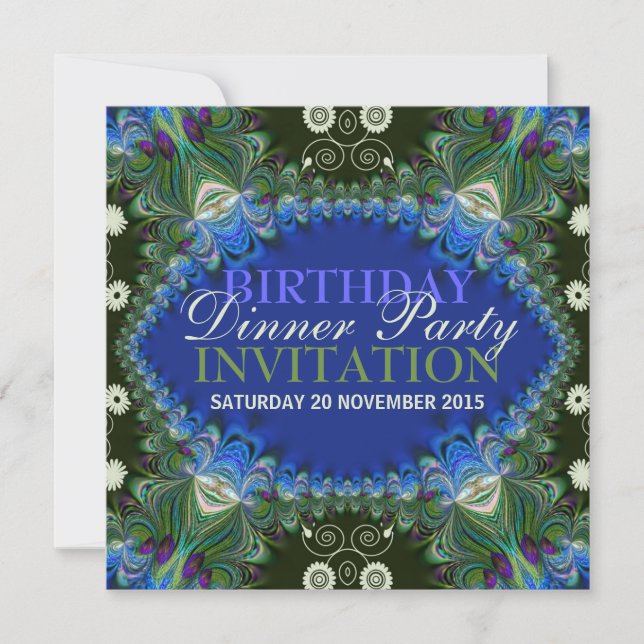 Bohemian Peacock lacy decor Birthday Dinner Party Invitation (Front)