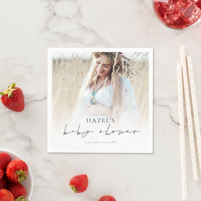 Bohemian Photo Overlay Script Baby Shower  Napkins (Insitu)
