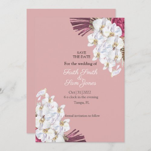 Bohemian Pink Blush Save the Date Invitation