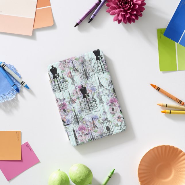 Bohemian pink floral stripes paris mannequin iPad mini cover (In Situ)