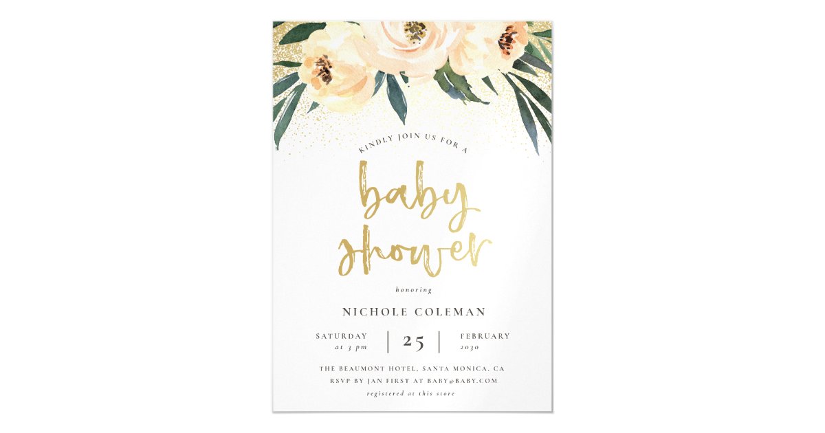 Bohemian Pink Gold Baby Shower Magnetic Invitation Zazzle Com