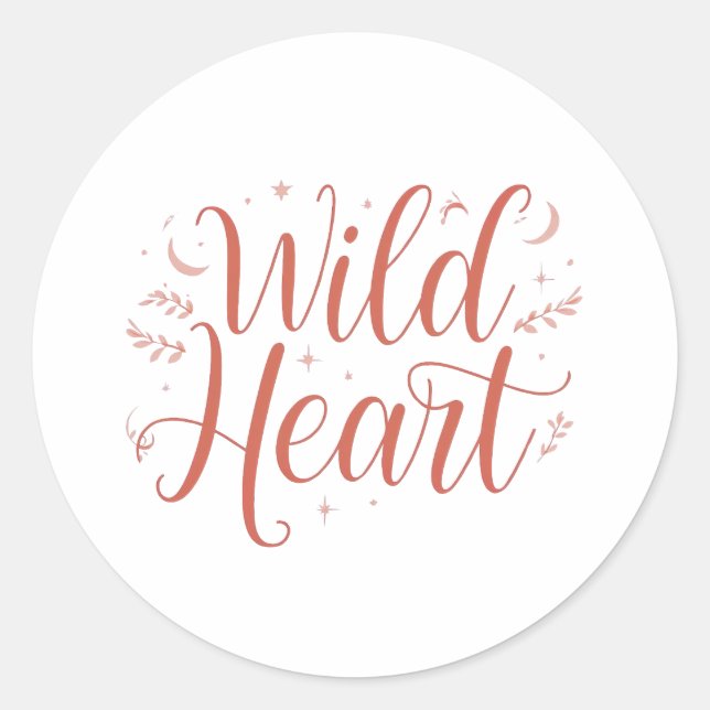 Bohemian Pink Script Typography Classic Round Sticker (Front)