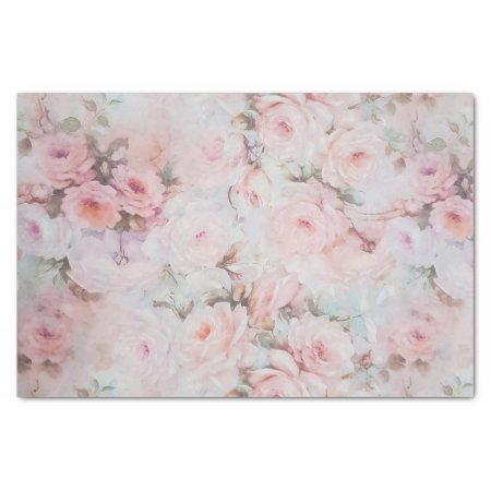 Bohemian Pink Teal Vintage Floral Pattern Tissue Paper