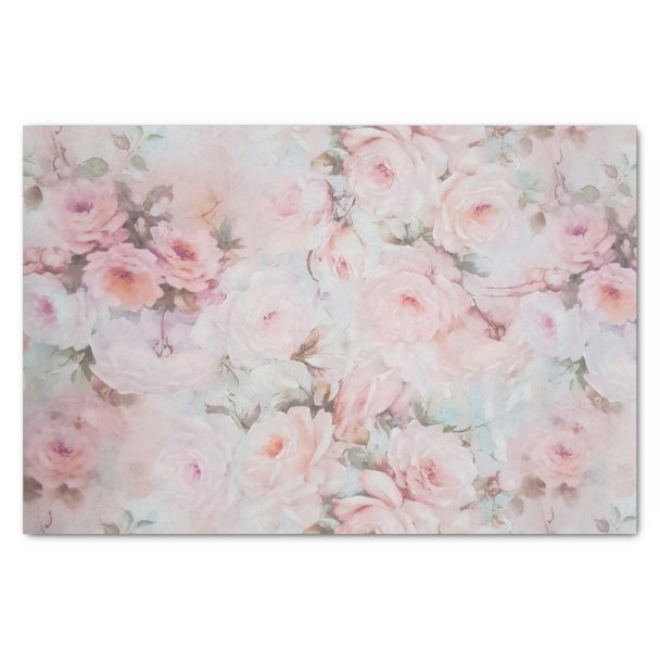 Vintage pink pastel watercolor floral pattern fabric Zazzle
