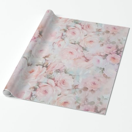 Bohemian Pink Teal Vintage Floral Pattern Wrapping Paper