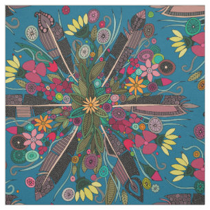bohemian posy blue fabric