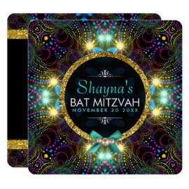 Bohemian Princess Pretty Lights Bat Mitzvah Invitation