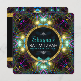Bohemian Princess Pretty Lights Bat Mitzvah Invitation