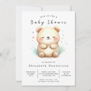 Bohemian Printable Bear Baby Shower Invitation