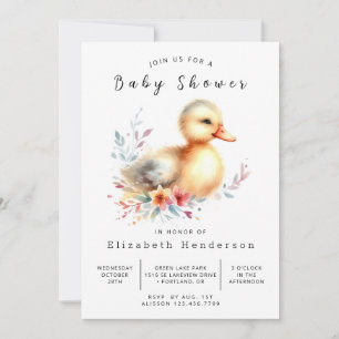 Bohemian Printable Duck Baby Shower  Invitation